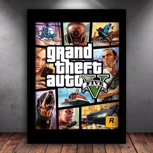 Quadro Decorativo Grand Theft Auto V Gta 5 Mapa Game 30x42cm