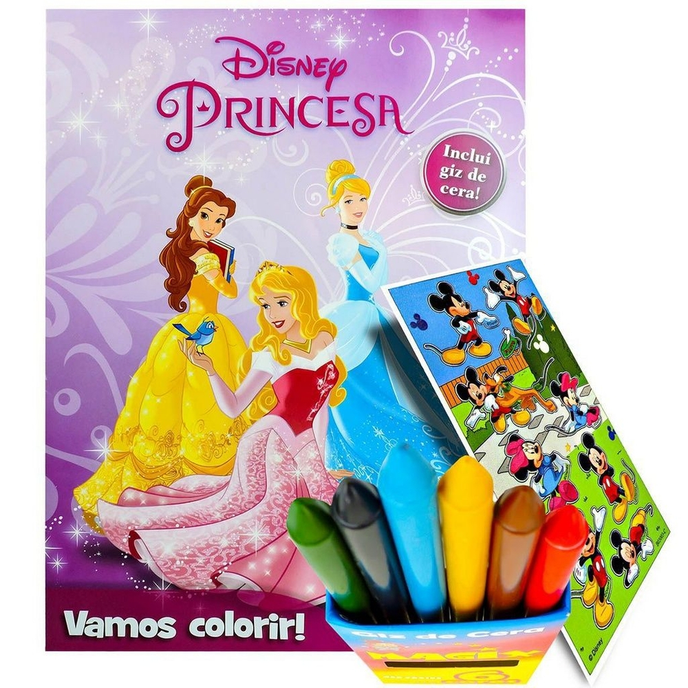 Princesas - Atividades para colorir com adesivos em Promoção na