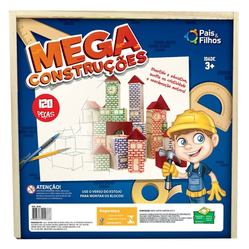 Brincando de Engenheiro c/ 53 peças Jogo de Blocos de Montar em Madeira -  Brinquedo Educativo em Promoção na Americanas