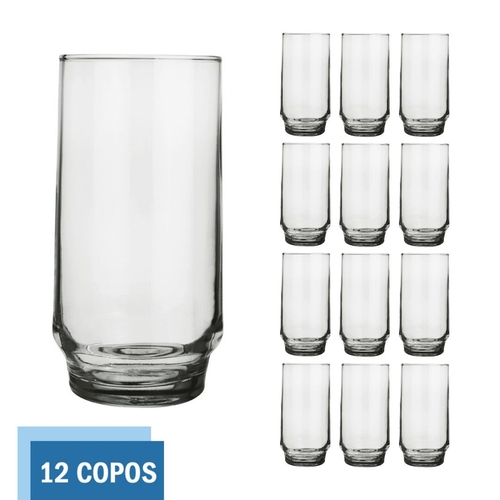 Jogo 12 Copos de Vidro Grosso Transparente 310ml Resistente