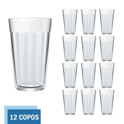 Jogo 12 Copo Americano Vidro Long Drink 345ml Cristal Nadir