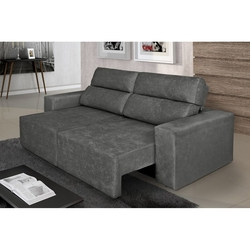 Sofá 4 Lugares Cavan Retrátil e Reclinável Suede Amassado Cinza - Rifletti Menor preço em Sofá 4 Lugares Cavan Retrátil e Reclinável Suede Amassado Cinza - Rifletti