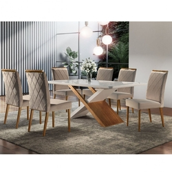 Conjunto Sala de Jantar Mesa Madeira Maciça 6 Cadeiras Havana Mobilare Off White/Cinamomo é ruim? Conjunto Sala de Jantar Mesa Madeira Maciça 6 Cadeiras Havana Mobilare Off White/Cinamomo é boa?