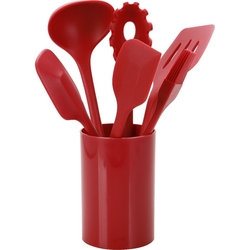Conjunto de Utensílios de Silicone 6 peças + Suporte Vermelho - La Cuisine Menor preço em Conjunto de Utensílios de Silicone 6 peças + Suporte Vermelho - La Cuisine