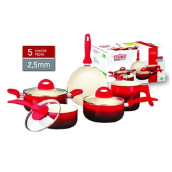 Jogo De Panelas 5 Peças Ceramica 2,5 Mm Vermelha é boa?