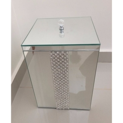 Lixeira Espelhada Para Banheiro/ Lavabo Com Strass E Puxador De Cristal Menor preço em Lixeira Espelhada Para Banheiro/ Lavabo Com Strass E Puxador De Cristal