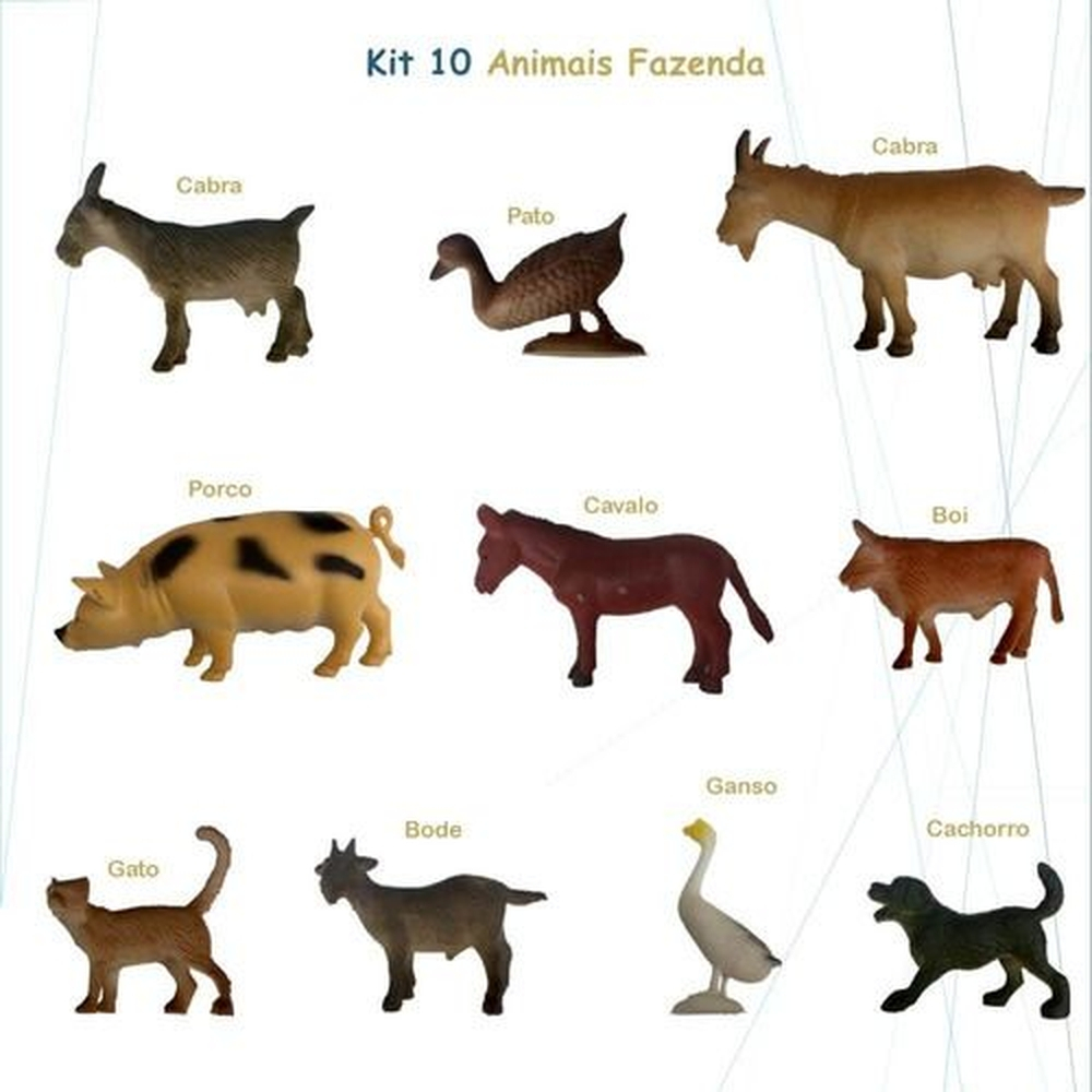 Animal Fazenda 10 Miniaturas Com Boi Cavalo Porco Pato Gato em Promoção na  Americanas