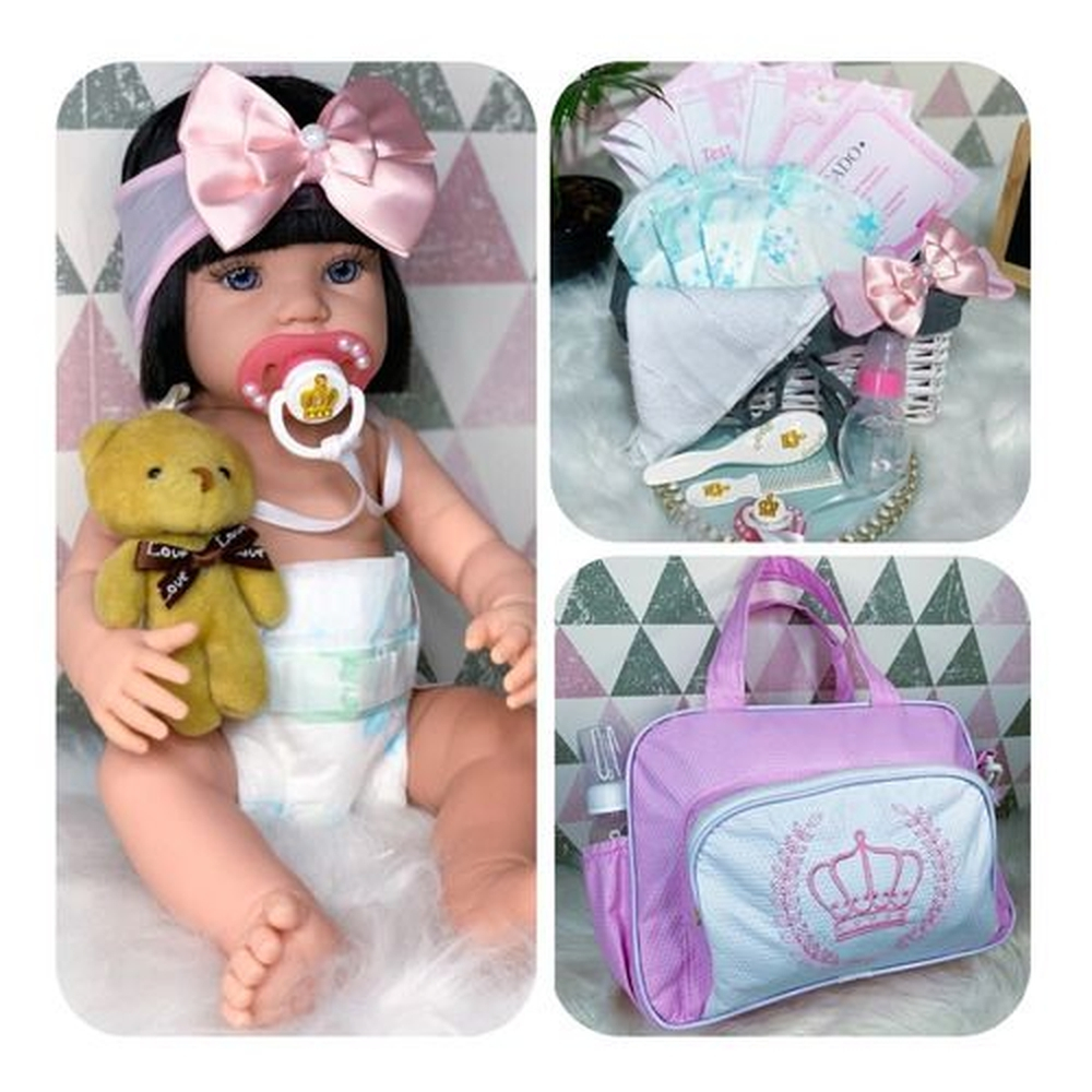 Boneca Bebê Reborn Real 23 Itens Bolsa Maternidade