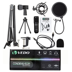 Kit Microfone Estúdio Profissional Condensador BM800 USB VEDO Com Pop Filter + Aranha + Braço Articu Menor preço em Kit Microfone Estúdio Profissional Condensador BM800 USB VEDO Com Pop Filter + Aranha + Braço Articu