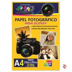 Papel Fotográfico Glossy 180g A4 (210 x 297 mm) PT 50 UN Off Paper Menor preço em Papel Fotográfico Glossy 180g A4 (210 x 297 mm) PT 50 UN Off Paper