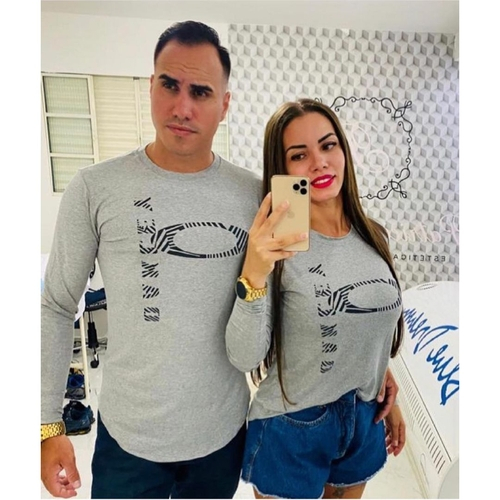 Compre Conjunto de mangas compridas masculino e feminino casal