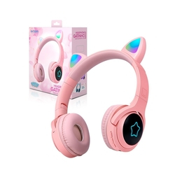 Headphone Wireless Bluetooth Gato Anime Led HF-C320BT Exbom Menor preço em Headphone Wireless Bluetooth Gato Anime Led HF-C320BT Exbom
