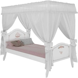 Cama Infantil Princesa Encantada Clean com Dossel Menor preço em Cama Infantil Princesa Encantada Clean com Dossel