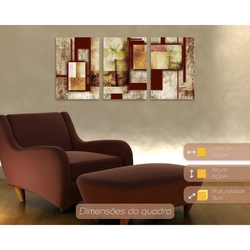 Trio de Quadros Decorativos Abstrato Floral para Sala de Estar e Jantar Menor preço em Trio de Quadros Decorativos Abstrato Floral para Sala de Estar e Jantar