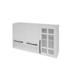 Armario Aereo Sophie Viena Vazado Vidro 120 Cm 3 Portas Branco Menor preço em Armario Aereo Sophie Viena Vazado Vidro 120 Cm 3 Portas Branco