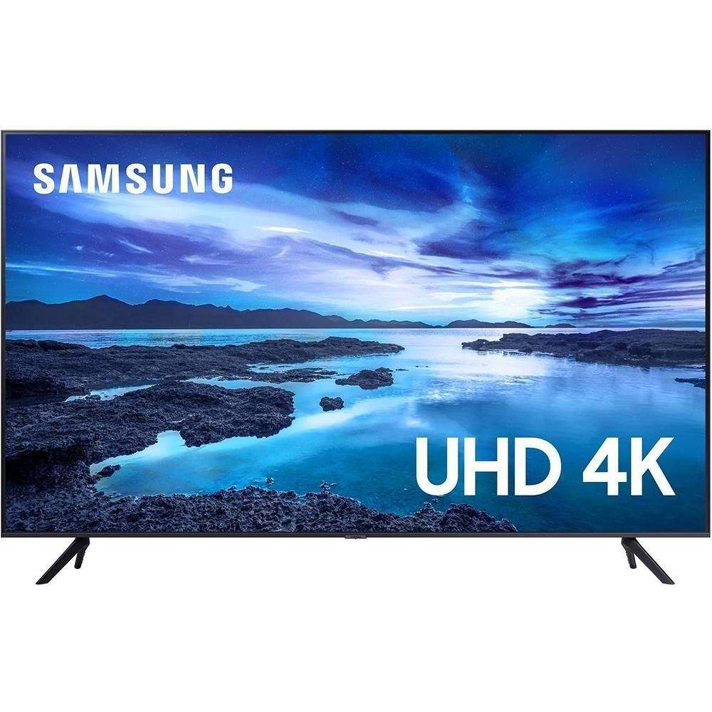 Smart TV 50&quot; UHD Samsung 4k 50AU7700 Processador Crystal 4k Tela Sem Limites Visual Livre de Cabos Alexa Built In