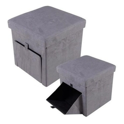 Puff Bau Para Sala Quadrado 38X38Cm Porta E Tampa Cinza é boa?