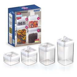 Kit 4 Potes Herméticos Em Acrílico Para Mantimentos Injeplastec 0280 Menor preço em Kit 4 Potes Herméticos Em Acrílico Para Mantimentos Injeplastec 0280