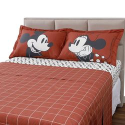Menor preço em Jogo de Cama Queen Mickey e Minnie Percal 180 Fios 4 Peças 100% Algodão - Casa e Conforto + Disney
