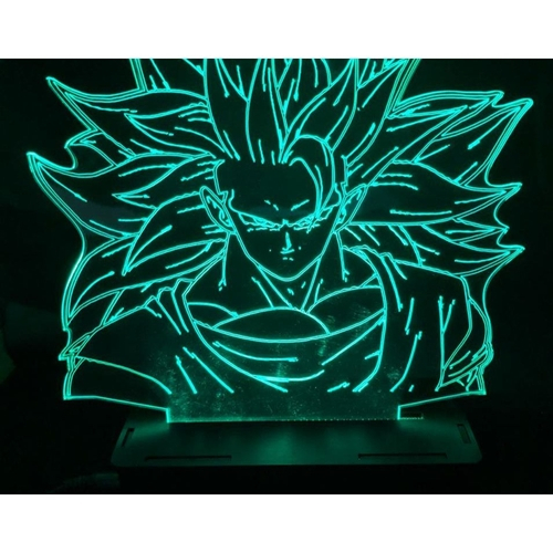 Luminária Led 3d, Goku Super Sayajin 3,16 Cores + controle, Dragon