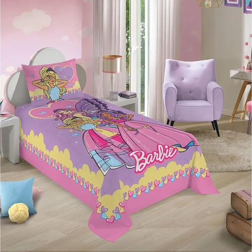 Jogo de Cama Lepper Barbie Reinos Mágicos Menina Lençol Solteiro 2