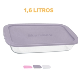 Travessa Retangular Vidro Com Tampa 1,6L Assados Marinex Menor preço em Travessa Retangular Vidro Com Tampa 1,6L Assados Marinex