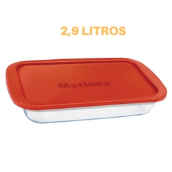 Travessa Retangular Vidro Com Tampa 2,9L Assados Marinex Menor preço em Travessa Retangular Vidro Com Tampa 2,9L Assados Marinex