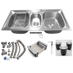Cuba Tripla Inox 304 Pia Cozinha Gourmet Luxo Aço Escovado 6009 Menor preço em Cuba Tripla Inox 304 Pia Cozinha Gourmet Luxo Aço Escovado 6009