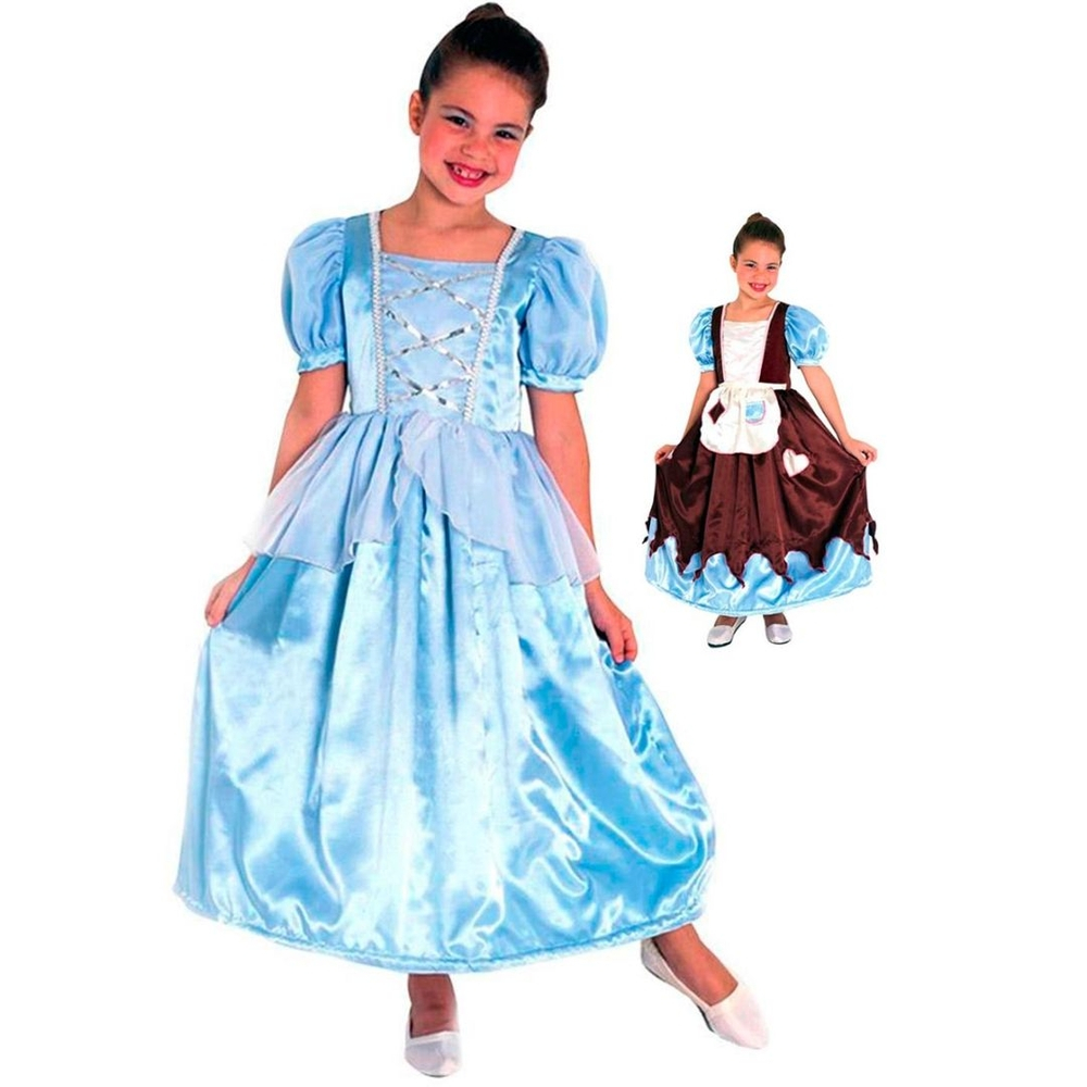 Vestido Infantil Fantasia Princesa Azul Cinderela Cristal