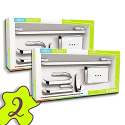 Conjunto 2 Kits Acessorio Banheiro 5 Peças Metal Cromado Menor preço em Conjunto 2 Kits Acessorio Banheiro 5 Peças Metal Cromado