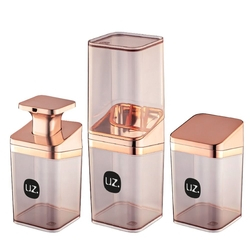 Kit para pia de Banheiro 3 peças Rose gold uz utilidades Menor preço em Kit para pia de Banheiro 3 peças Rose gold uz utilidades