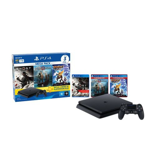 Console Sony PS4 + Jogo God of War Ragnarök, 1TB, Preto - CUH