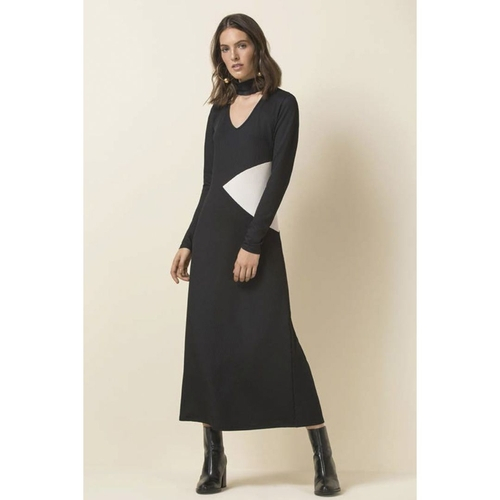 vestido midi gola choker