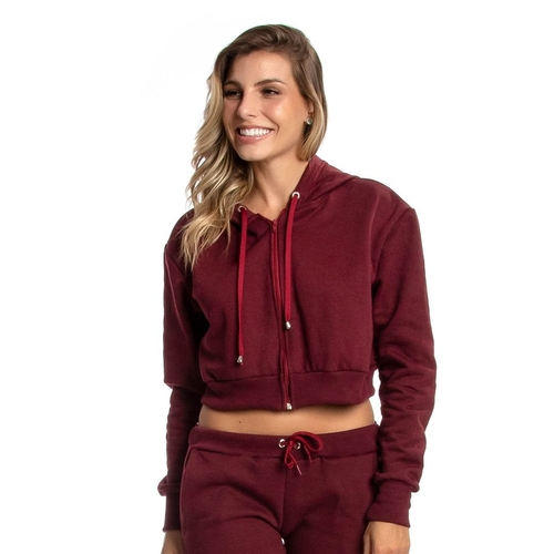 cropped red zip up moletom com capuz