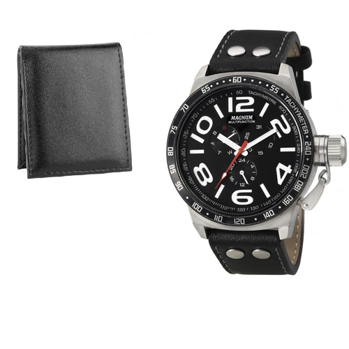 Relogio Magnum masculino pulseira de couro preto MA31560J - MSTIME