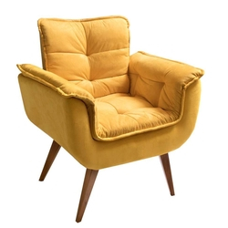 Poltrona Decorativa Opalla II Suede Amarelo Menor preço em Poltrona Decorativa Opalla II Suede Amarelo