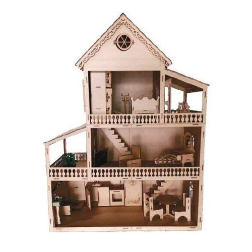 Casa Casinha Bonecas Polly Barbie Madeira Mdf Pintado