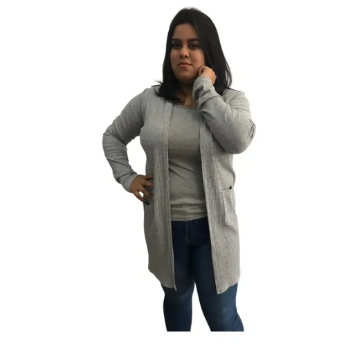 cardigan canelado plus size