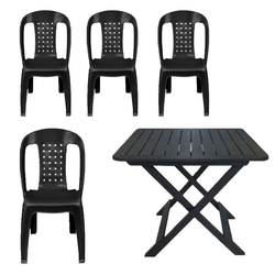 Kit Mesa Plástica Dobrável 4 Cadeiras Preta Bistrô Arqplast Menor preço em Kit Mesa Plástica Dobrável 4 Cadeiras Preta Bistrô Arqplast