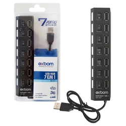 Hub USB 7 Portas 2.0 com LEDs Indicadores e Botões ON/OFF Individuais UH-2S7 Exbom Menor preço em Hub USB 7 Portas 2.0 com LEDs Indicadores e Botões ON/OFF Individuais UH-2S7 Exbom