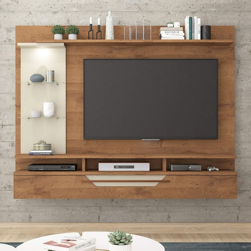 Painel para TV até 60 Polegadas com LED 1 Porta Lisboa Permobili Savana/Off White Menor preço em Painel para TV até 60 Polegadas com LED 1 Porta Lisboa Permobili Savana/Off White
