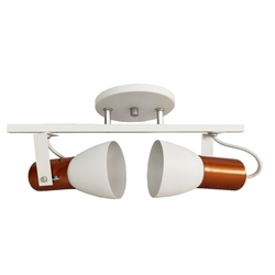Trilho 2 Spots P/ Par20 E27 35cm Branco Cobre E27 Menor preço em Trilho 2 Spots P/ Par20 E27 35cm Branco Cobre E27