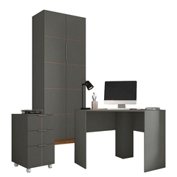 Kit Home Office com Gaveteiro e Mesa de Canto Cubic Chumbo Louro Freijó - Caemmun é boa?