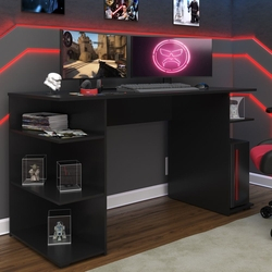Menor preço em Mesa Gamer para 2 Monitores 3 Prateleiras Pró Preto - Panorama Móveis