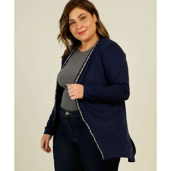 Cardigan Plus Size Feminino Alongado Manga Longa Menor preço em Cardigan Plus Size Feminino Alongado Manga Longa