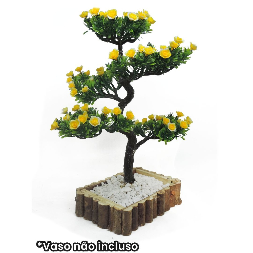 Arvore Artificial Bonsai Decorativo Florido Cerejeira 38cm Amarelo em