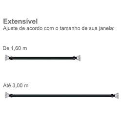 Menor preço em Kit Varão Extensivo para Cortina 1,60m a 3m Ponteira Cristal Diamante Preto