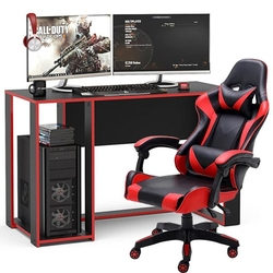 Kit Mesa Gamer Singapura e Cadeira Gamer Giratória Reclinável Politorno Menor preço em Kit Mesa Gamer Singapura e Cadeira Gamer Giratória Reclinável Politorno