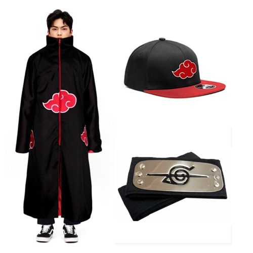 Kit Akatsuki Capa + Bandana + Anel Horochimaru Vila Oculta do Som Renegado  Anime Naruto