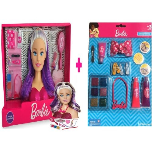 Boneca Barbie Styling Head Faces Busto Barbie Acessórios E